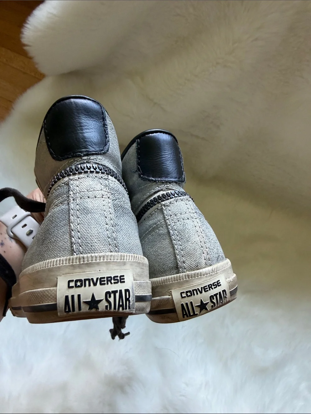 Converse Kids' Gray and Black High-Top Sneakers sz 3